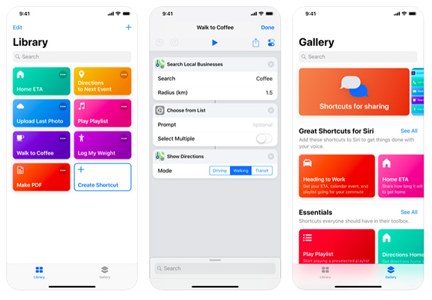 app comandi shortcuts